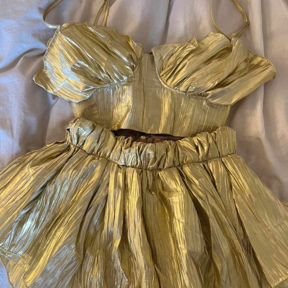 Gold Corset Top and Skort Set